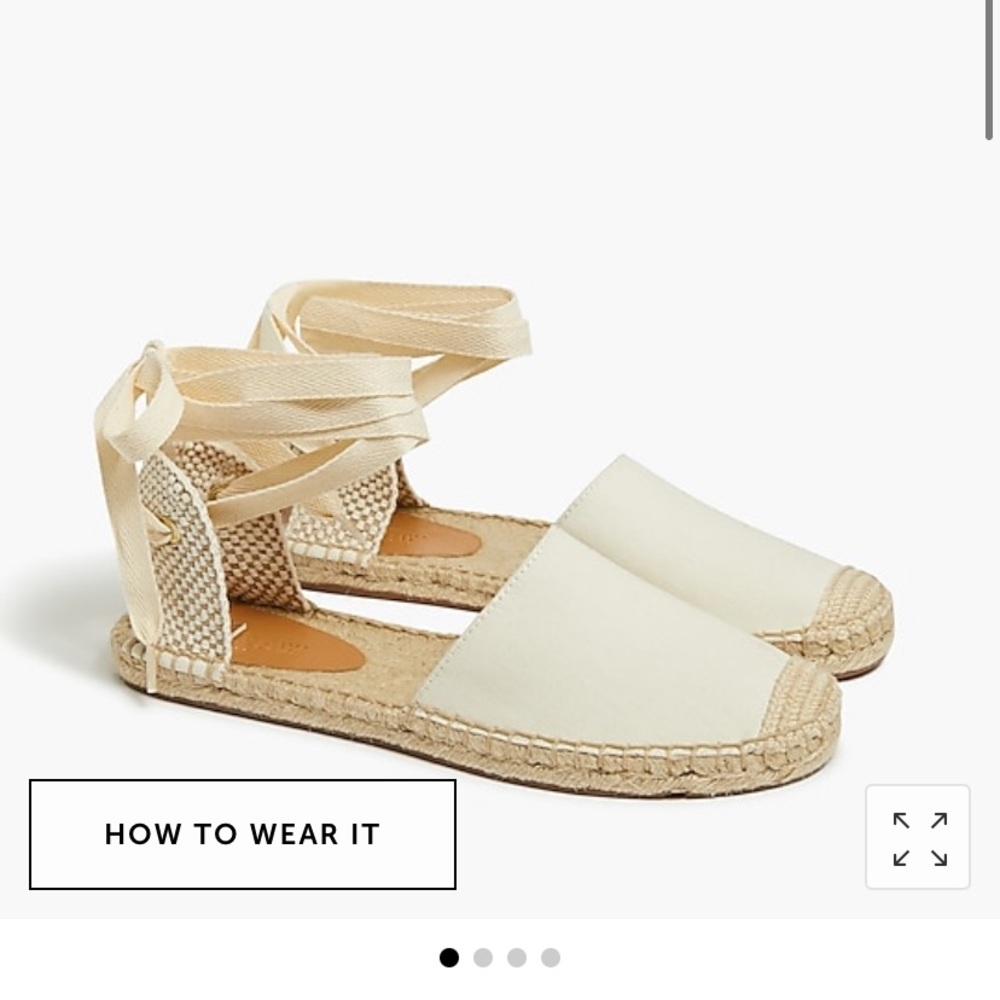 J. Crew Ivory White Lace Up Espadrilles